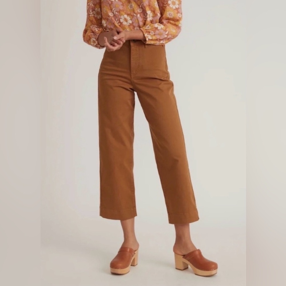 Marine Layer Bridget Slim Wide Leg Crop pants in Amber size 6